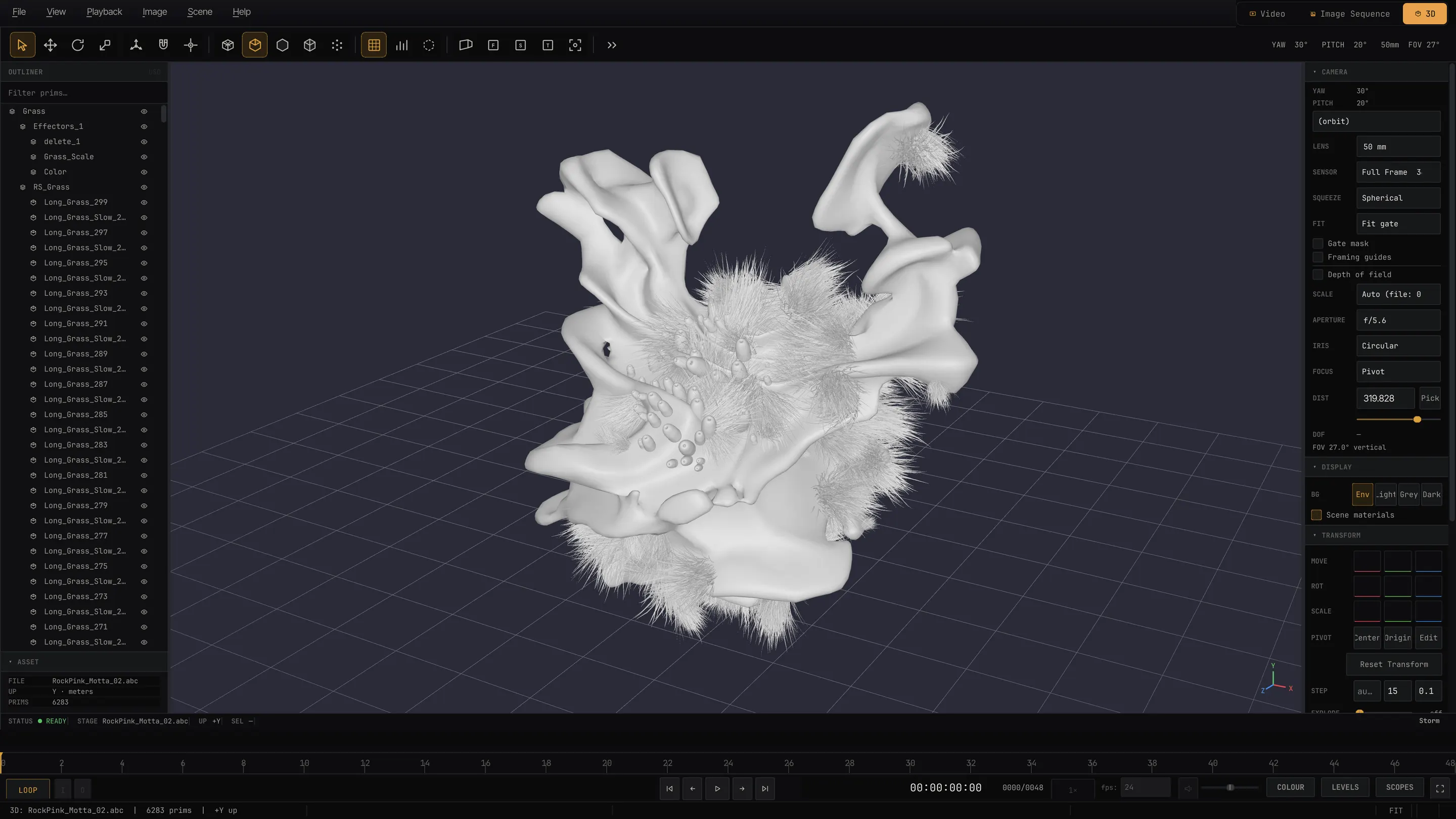 An artist's Alembic cache open in MPT's 3D viewport.